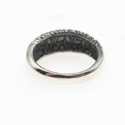 925 Sterling Silver Vintage Modernist Wheat Oxidized Ring Size 8