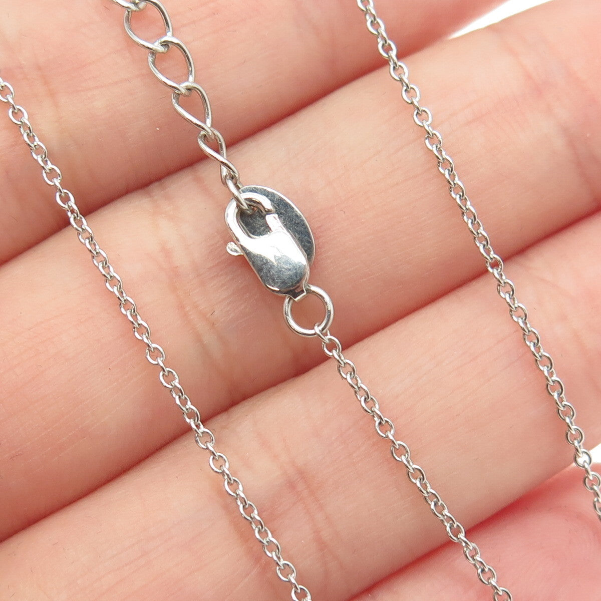 925 Sterling Silver Cushion-Cut Shaped C Z Rolo Chain Necklace 18"