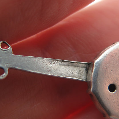 925 Sterling Silver Antique Art Deco Banjo Minimalist Oxidized 3D Charm Pendant