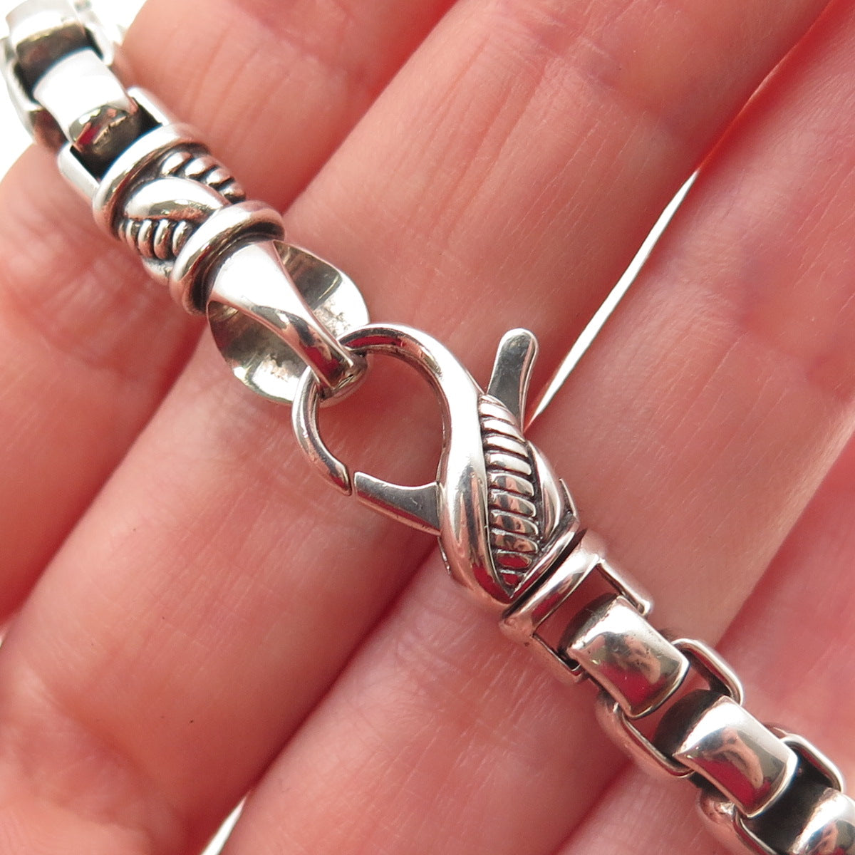 JAI by John Hardy 925 Sterling Silver Round Box Link Bracelet 7"