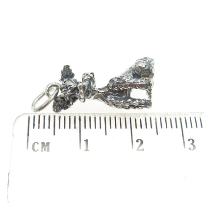 925 Sterling Silver Vintage French Poodle Dog 3D Charm Pendant