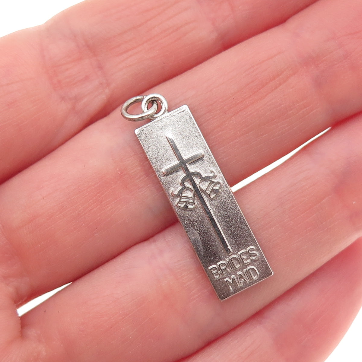 Antaya 925 Sterling Silver Vintage Bridesmaid Cross & Bells Bar Charm Pendant