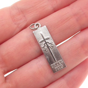 Antaya 925 Sterling Silver Vintage Bridesmaid Cross & Bells Bar Charm Pendant