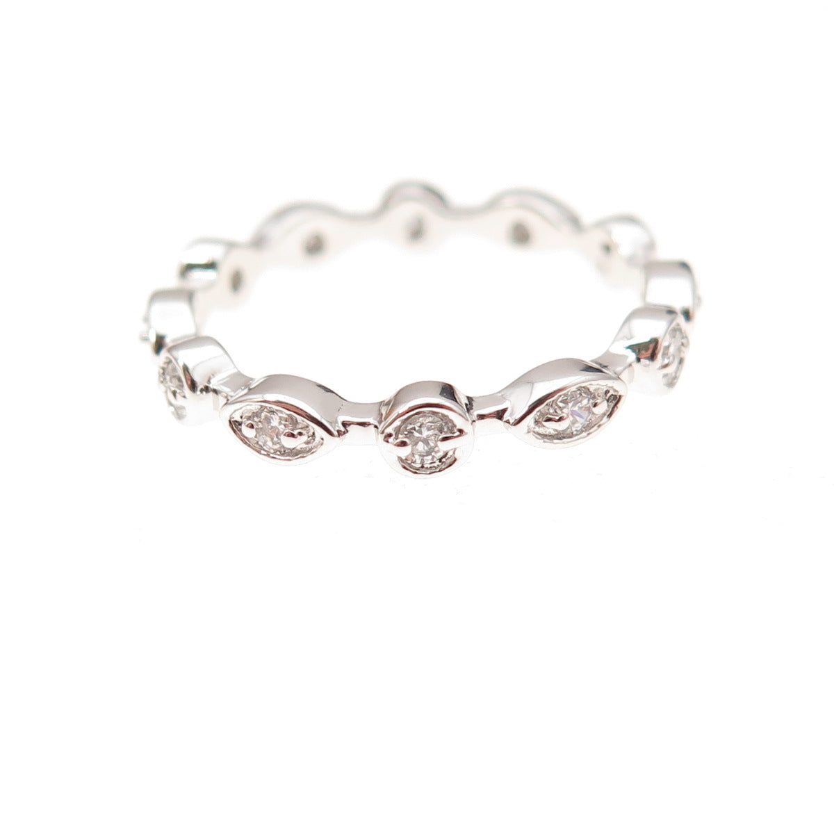925 Sterling Silver Round-Cut C Z All Around Eternity Band Ring Size 6