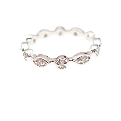 925 Sterling Silver Round-Cut C Z All Around Eternity Band Ring Size 6
