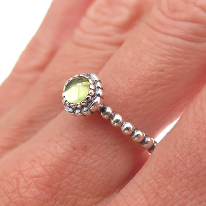 Pandora 925 Sterling Silver Real Peridot August Birthday Blooms Ring Size 7.75