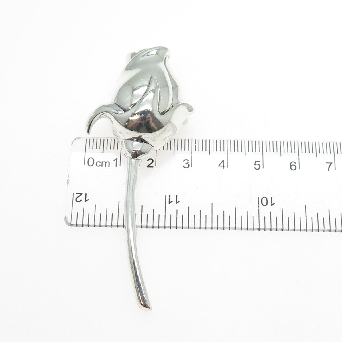 925 Sterling Silver Vintage Rose Flower Pin Brooch