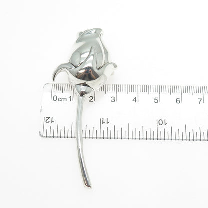 925 Sterling Silver Vintage Rose Flower Pin Brooch