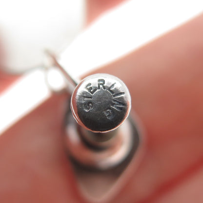 THE SILVERSMITH Sterling Vintage Modernist Oxidized Dangle Screw Back Earrings