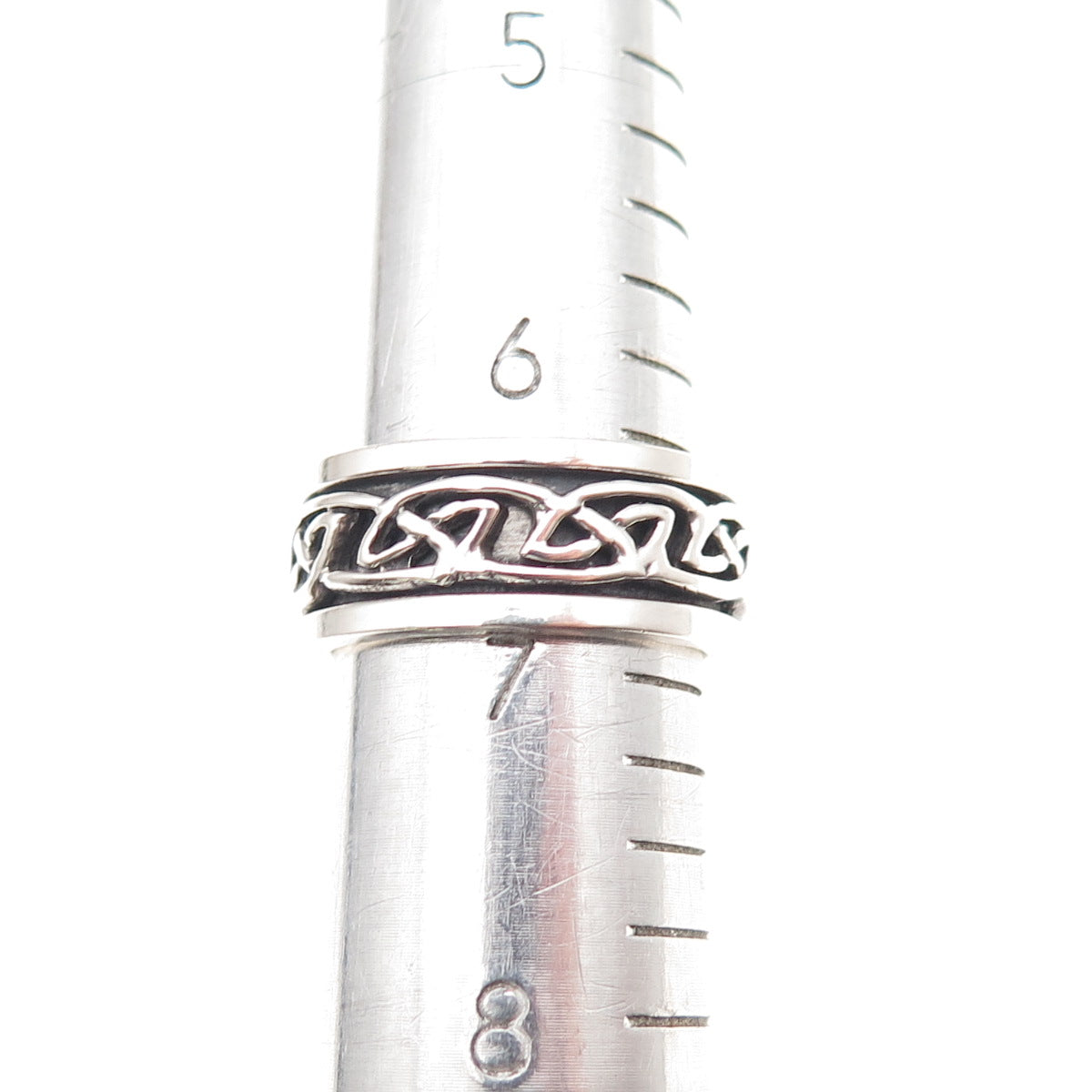 925 Sterling Silver Vintage Celtic Knot Oxidized Band Ring Size 7