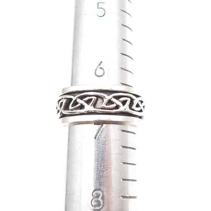 925 Sterling Silver Vintage Celtic Knot Oxidized Band Ring Size 7