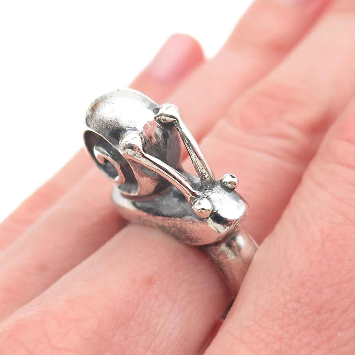 Emilia Castillo 925 Sterling Silver Vintage Mexico Snail Oxidized Ring Size 7.5