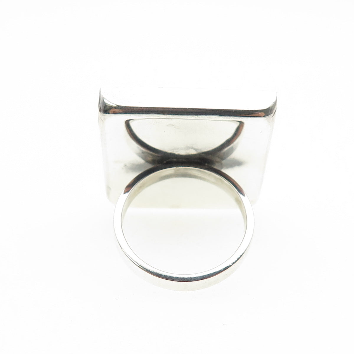 925 Sterling Silver Vintage Real Amber Modernist Square Ring Size 7.25