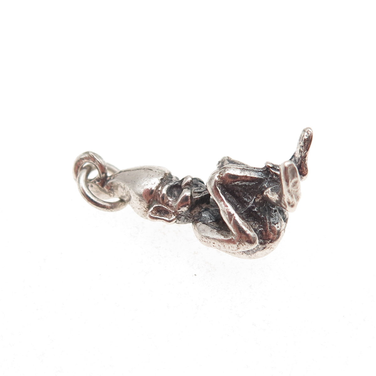 925 Sterling Silver Vintage Pixie Oxidized 3D Mini Charm Pendant