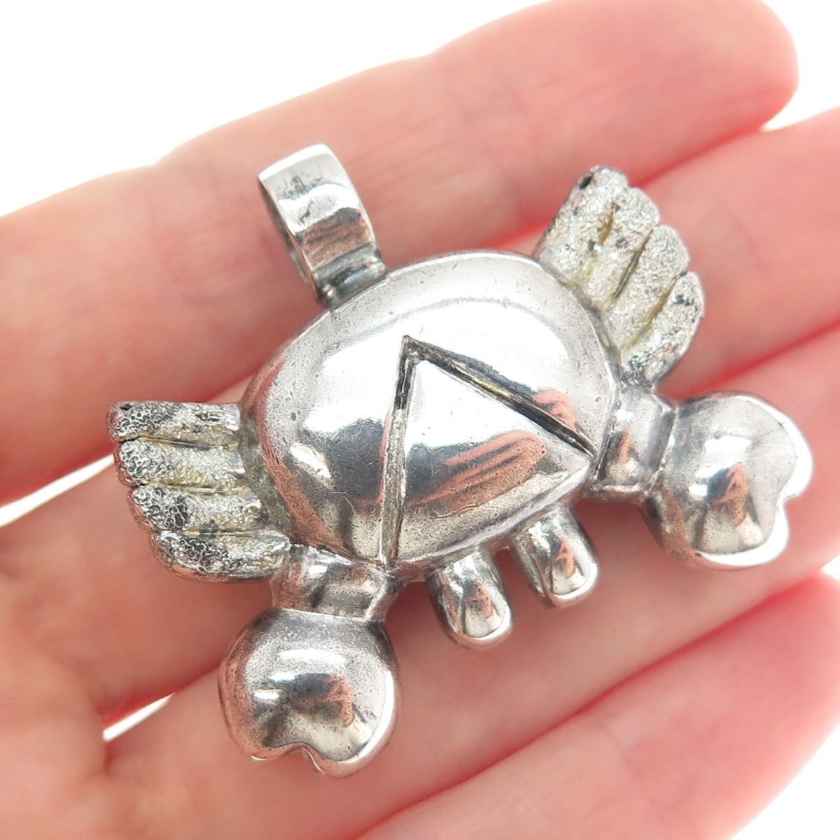 925 Sterling Silver Vintage Cancer Zodiac Sign Oxidized Charm Pendant