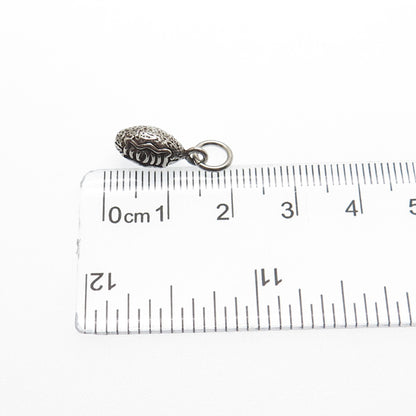 925 Sterling Silver Vintage Football Ball Oxidized Minimalist Charm Pendant
