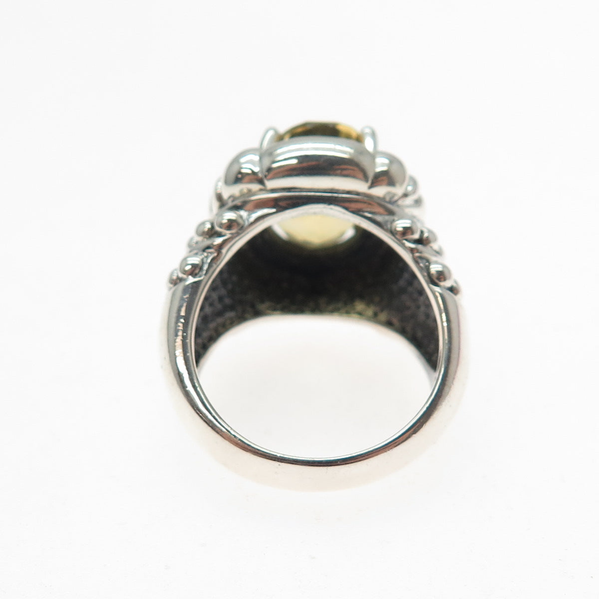 CLYDE DUNEIER CID 925 Sterling Silver Vintage Real Citrine Ribbed Ring Size 7.75