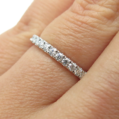 925 Sterling Silver Real Round-Cut 0.4ct Moissanite Half Eternity Ring Size 6