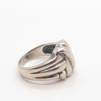 925 Sterling Silver Vintage Ribbed Knot Ring Size 6.25
