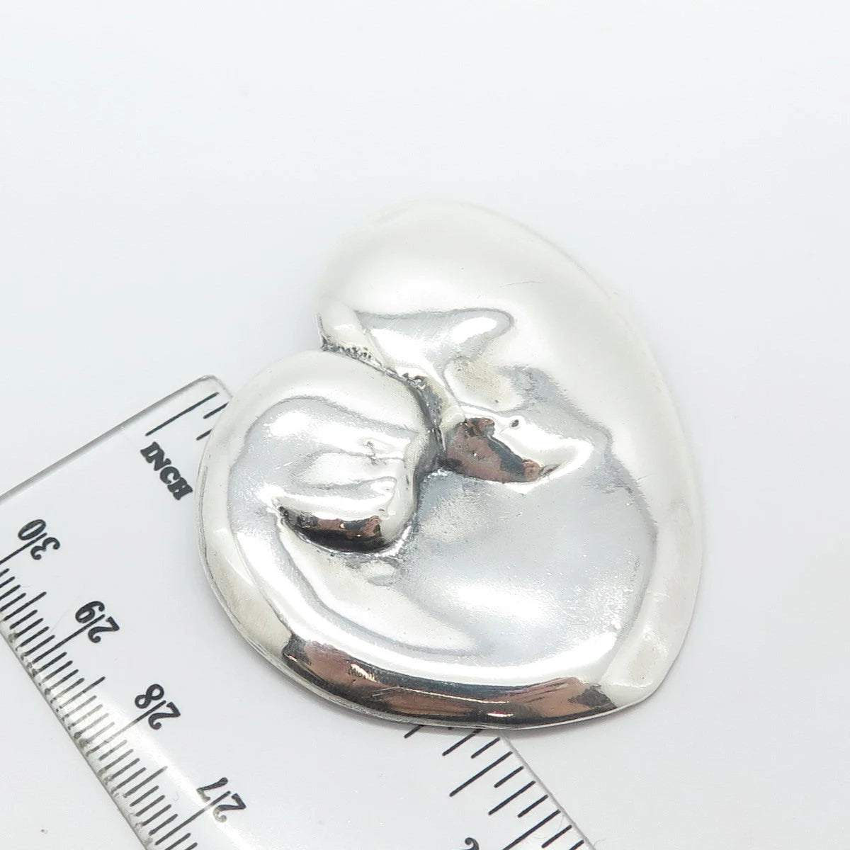 925 Sterling Silver Vintage Modernist Heart Slide Pendant