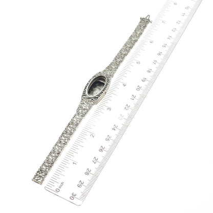 925 Sterling Silver Vintage Animal Pattern Ladies Watch Case Bracelet 6.25"