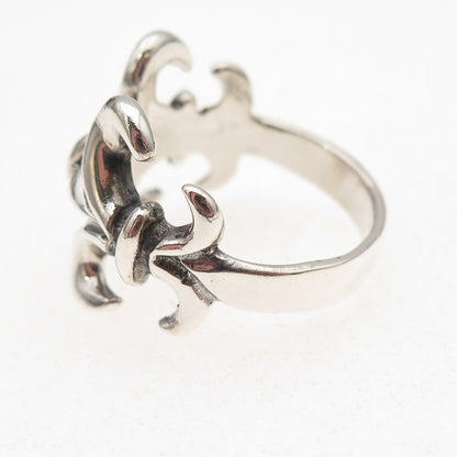 925 Sterling Silver Vintage Fleur de Lis Oxidized Ring Size 11.5