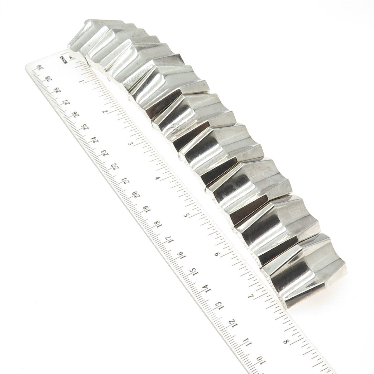 GARCIA HNOS Sterling Silver Vintage Mexico Modernist Solid 115.2g Bracelet 7.75"