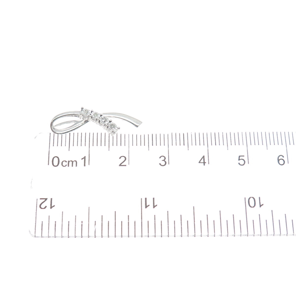 925 Sterling Silver Real Round-Cut Diamond Ribbon Minimalist Pendant