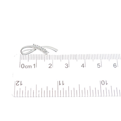 925 Sterling Silver Real Round-Cut Diamond Ribbon Minimalist Pendant