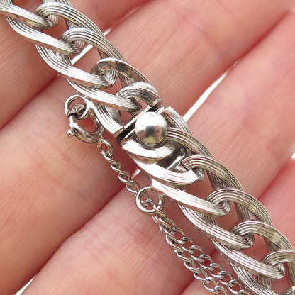 RHYTHM 925 Sterling Silver Antique Art Deco Oxidized Curb Link Bracelet 7"