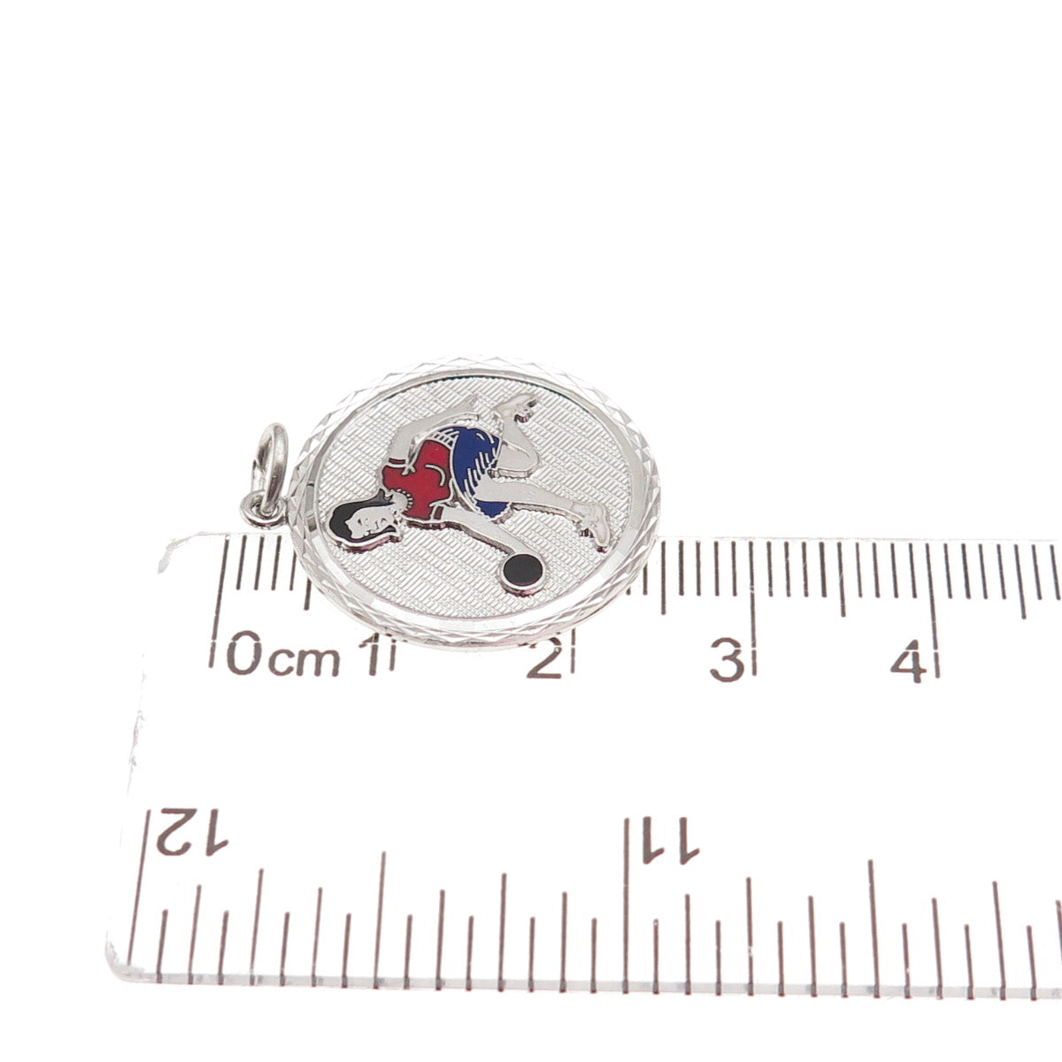 Griffith & Sons 925 Sterling Silver Vintage Enamel Female Bowling Player Pendant