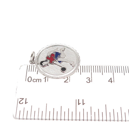 Griffith & Sons 925 Sterling Silver Vintage Enamel Female Bowling Player Pendant