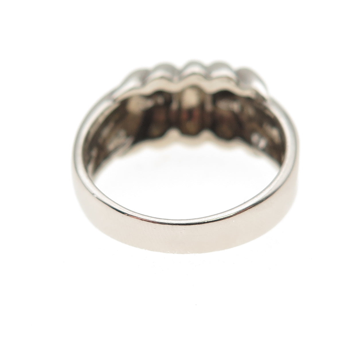 925 Sterling Silver Vintage Modernist Ribbed Oxidized Ring Size 7.25