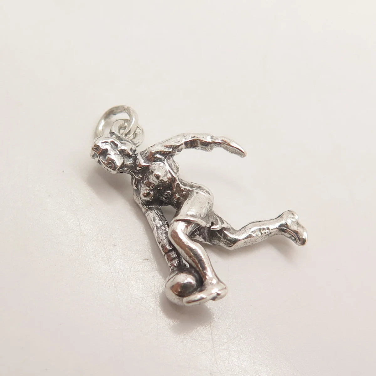 925 Sterling Silver Vintage Bowling Woman 3D Pendant