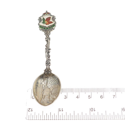 925 Sterling Silver Antique 1901 Canada Enamel Halifax Maple Leaf Coffee Spoon