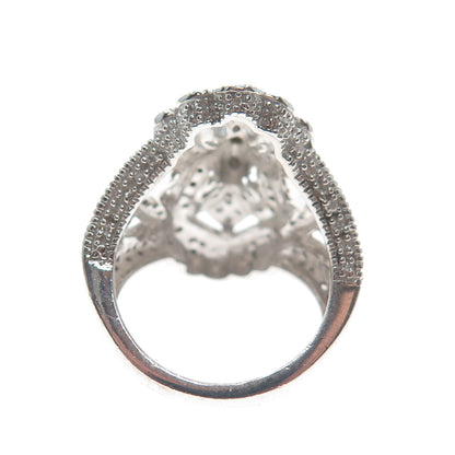 925 Sterling Silver Real Round-Cut Diamond Sparkle Ring Size 5.25