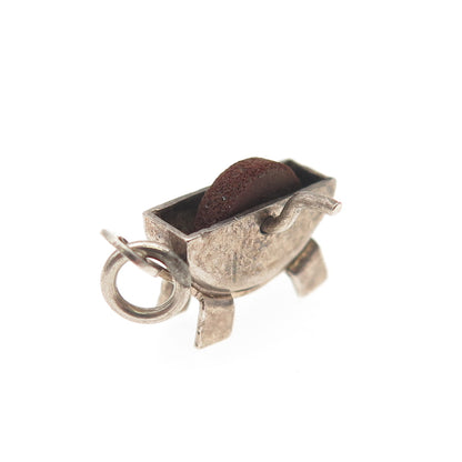 Silco 925 Sterling Silver Vintage Mexico Grinding Stone Wheel Mini Charm Pendant