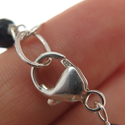 925 Sterling Silver Vintage Black & White Onyx Carnelian Turquoise Necklace 16"