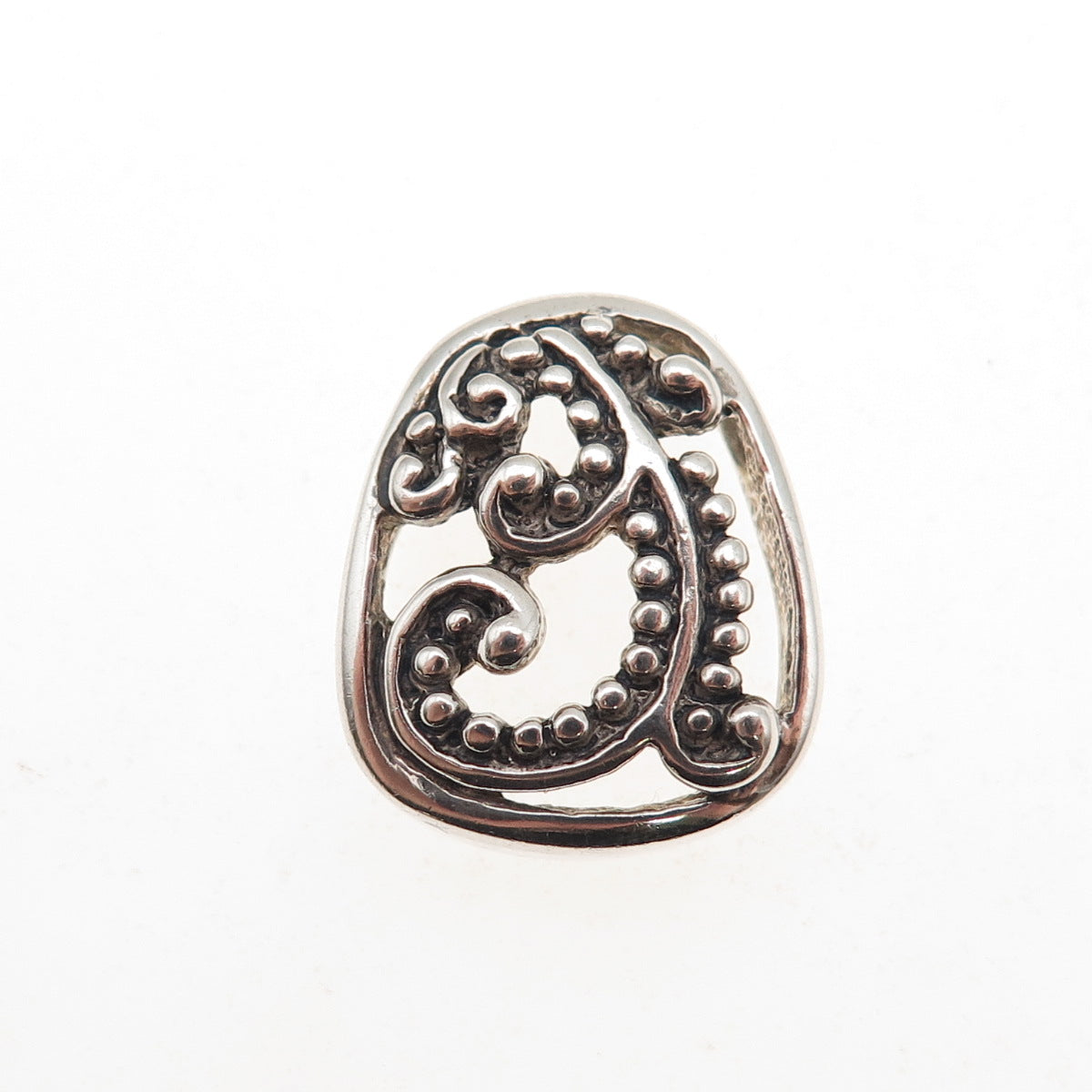 Melissa Rivers 925 Sterling Vintage Granulated Floral Slide Mini Charm Pendant