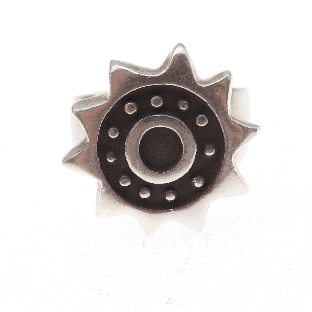 Lisa Jenks 925 Sterling Silver Vintage Modernist Sun Oxidized Ring Size 7.75