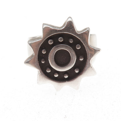 Lisa Jenks 925 Sterling Silver Vintage Modernist Sun Oxidized Ring Size 7.75