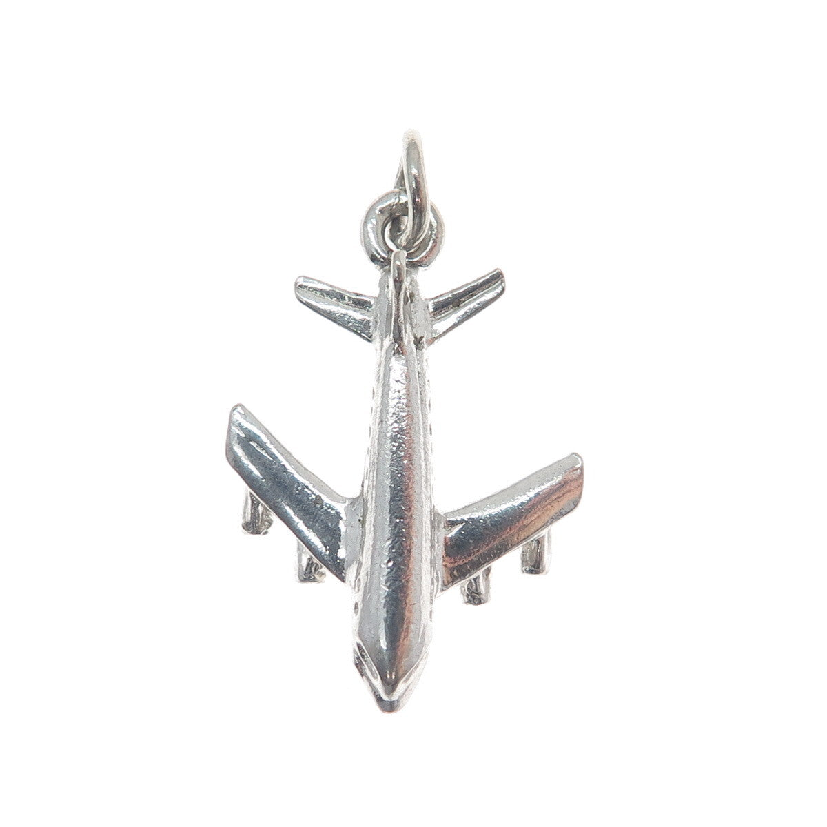 925 Sterling Silver Antique Airplane 3D Charm Pendant