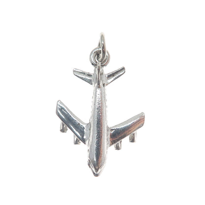 925 Sterling Silver Antique Airplane 3D Charm Pendant