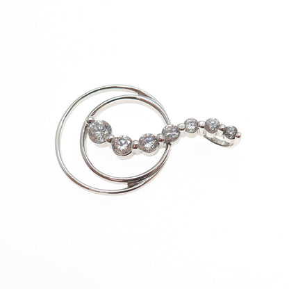 925 Sterling Silver Graduated Round-Cut C Z Multi-Circle Slide Charm Pendant