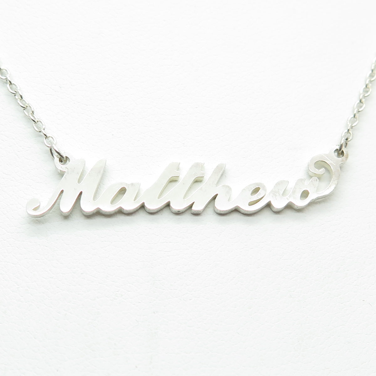 925 Sterling Silver "Matthew" Personalized Cable Chain Necklace 16"