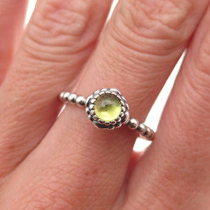 Pandora 925 Sterling Silver Real Peridot August Birthday Blooms Ring Size 6.75