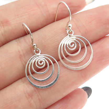 925 Sterling Silver Spiral Drop Dangling Earrings