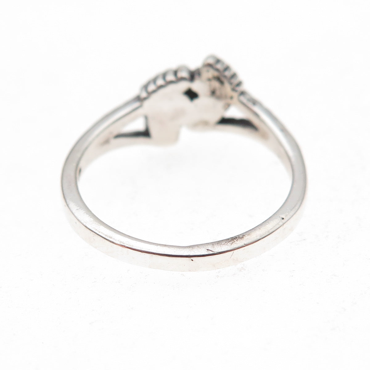 925 Sterling Silver Vintage Baby Footprints Oxidized Ring Size 6