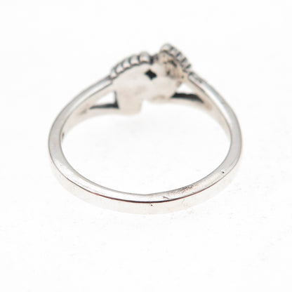 925 Sterling Silver Vintage Baby Footprints Oxidized Ring Size 6
