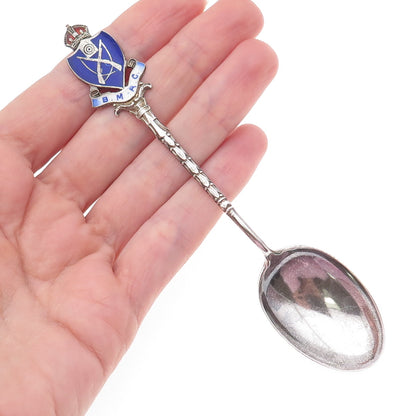 Levi & Salaman 925 Sterling Silver Antique 1908 Birmingham Enamel Coffee Spoon